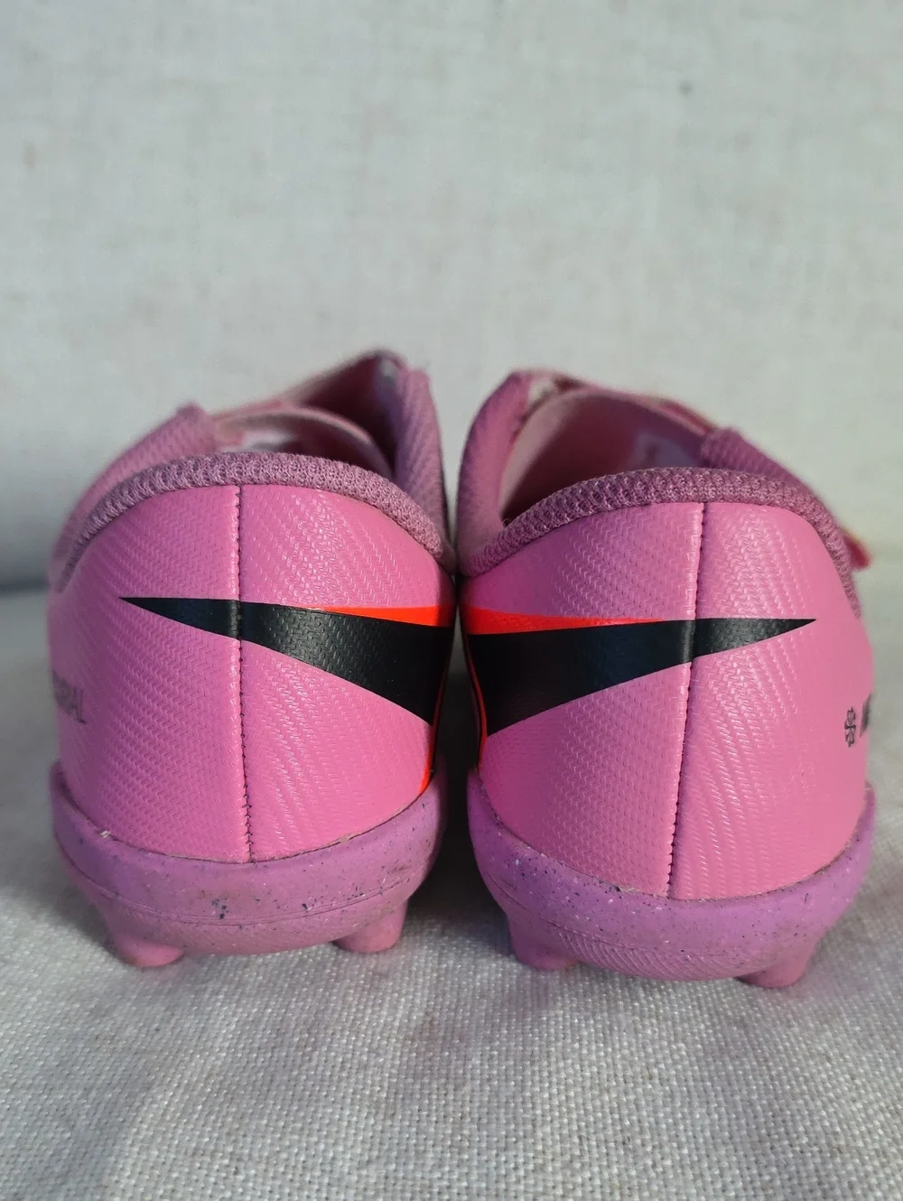 Nike Kids': Mercurial- Pink Soccer Sneakers with Orange Swoosh